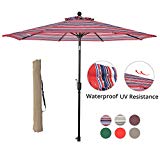 SUNLONO 9′ Outdoor Patio Table Umbrella Backyard Garden with 8 Sturdy Ribs, Crank Winder, Push Button Tilt, Red and Blue For Sale SUNLONO 9′ Outdoor Patio Table Umbrella Backyard Garden with 8 Sturdy Ribs, Crank Winder, Push Button Tilt, Red and Blue For Sale