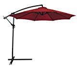 Cheap Odaof 10 ft Patio Umbrella Offset Hanging Umbrella Outdoor Market Umbrella Garden Umbrella, Polyester, Burgundy