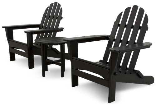 Ivy Terrace IVS118-1-BL Classics 3-Piece Folding Adirondack Set, Black