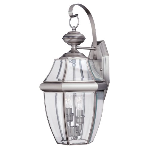Sea Gull Lighting 8039-965 2-Light Lancaster Medium Outdoor Wall Lantern, Clear Beveled Glass and Antique Brushed Nickel