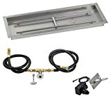 American Fireglass SS-AFPPKIT-N-36 Natural Gas 36″ x 12″ Rectangular Stainless Steel Drop in Fire Pit Pan with Spark Ignition Kit For Sale