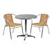 Flash Furniture 27.5'' Round Aluminum Indoor-Outdoor Table Set with 2 Beige Rattan Chairs
