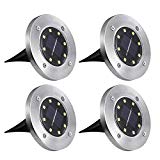 Solar Garden Lights, ComLeds 8 LED Ground Lights Waterproof Landscape Spotlight Solar Powered Security Inground Lightening Dark Sensing Auto On/Off for Driveway Patio Deck(4 Packs) For Sale