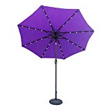 ABCCANOPY 9 FT Solar Powered Patio Umbrella 32LED Lights Solar Umbrella with Tilt and Crank (Purple)