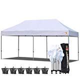 ABCCANOPY PRO-40 10 X 20 Ez Pop up Canopy Tent Commercial Instant Gazebos with Roller Bag and 6X Weight Bag (White)