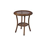 Hampton Bay Spring Haven 20 in. Brown All-Weather Wicker Patio Round Side Table For Sale Hampton Bay Spring Haven 20 in. Brown All-Weather Wicker Patio Round Side Table For Sale