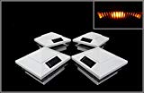 8-Pack Solar White Post Deck Fence Cap Lights for 4″ X 4″ Post With Amber LEDs and Vertical-lined Clear Lens 8-Pack Solar White Post Deck Fence Cap Lights for 4″ X 4″ Post With Amber LEDs and Vertical-lined Clear Lens
