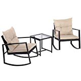 Outdoor 3 Pcs Wicker Patio Furniture Sets Rocking Wicker Bistro Wicker Sofa Set with Two Chairs and One Coffee Table for Yard Review Outdoor 3 Pcs Wicker Patio Furniture Sets Rocking Wicker Bistro Wicker Sofa Set with Two Chairs and One Coffee Table for Yard Review