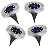 Cheap GUO Solar Ground Lights, Upgraded Garden Pathway Lights Outdoor Waterproof with 8 LED (4 Pack) for Driveway, Deck, Garden, Landscape Lighting (Warm White)