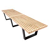 LeisureMod Mid-Century Lynwood Platform Bench 6 Feet (Natural Wood) For Sale
