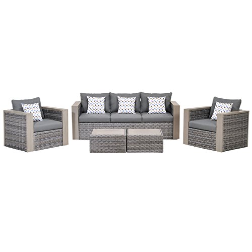 Atlantic 5-Piece Mustang Wicker Conversation Set with Grey Cushions Review
