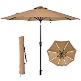 Cheap LCH 9 ft Outdoor Umbrella Patio Table Umbrella Yard Sturdy Pole Push Button Easily Tilt & Crank, Beige