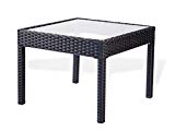 Patio Resin Outdoor Wicker Side End Square Small Coffee Table w/Glass. Black Review