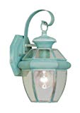 Livex Lighting 2051-06 Outdoor Wall Lantern with Clear Flat Glass Shades, Verdigris