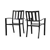 Cheap PHI VILLA Outdoor Patio Steel Slat Seat Dining Arm Chairs Set of 2 for Garden,Backyard,Living Room