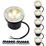 JESLED LED Landscape Lighting Low Voltage Lights 5W In Ground Well Lights DC12V Pathway Lights for Driveway, Deck, Yard Tree, Flood, Outdoor Garden Lights with Waterproof Connector(6 Pack, Warm White)