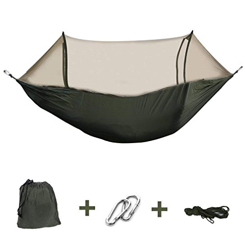 Enjoydeal Portable High Strength Parachute Fabric Hammock Hanging Bed Mosquito Net Outdoor Camping Travel (Army Green)
