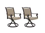 Cheap Ashley Furniture Signature Design – Bass Lake Outdoor Sling Swivel Chair – Set of 2 – Rust-Proof Aluminum Frame – Beige & Brown