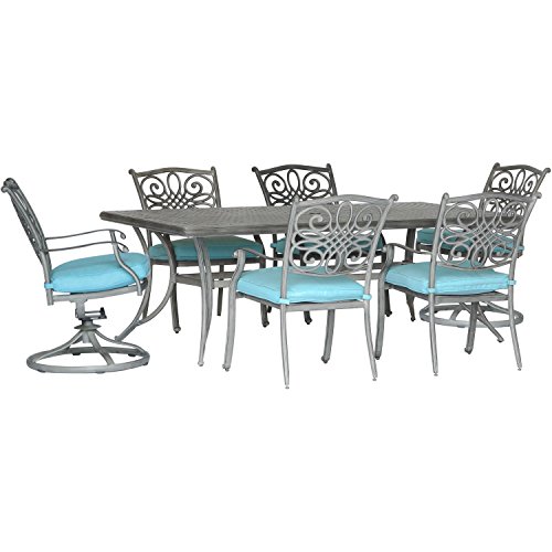 Hanover TRADDNG7PCSW2-BLU 7 Piece Dining Set, Blue For Sale