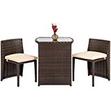 Best Choice Products 3-Piece Wicker Bistro Set w/ Glass Top Table, 2 Chairs, Space Saving Design – Brown For Sale Best Choice Products 3-Piece Wicker Bistro Set w/ Glass Top Table, 2 Chairs, Space Saving Design – Brown For Sale