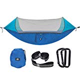 ETROL Upgraded 2 in 1 Large Camping Hammock with Mosquito Net, Pop-Up Lightweight Portable Hanging Hammocks with Tree Straps, Swing Sleeping Hammock with Net for Outdoor, Hiking, Travel (Blue) For Sale