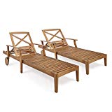 Great Deal Furniture Thalia Outdoor Teak Finished Acacia Wood Chaise Lounge (Set of 2) For Sale Great Deal Furniture Thalia Outdoor Teak Finished Acacia Wood Chaise Lounge (Set of 2) For Sale