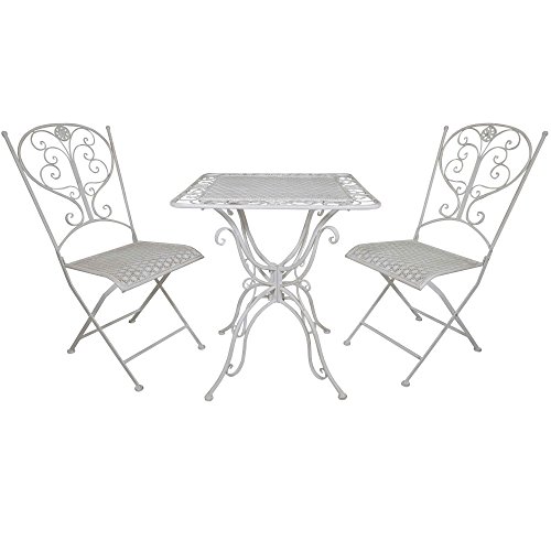 Titan 3 Piece Bistro Table & Chair Dining Set Outdoor Patio Rustic White Antique Style