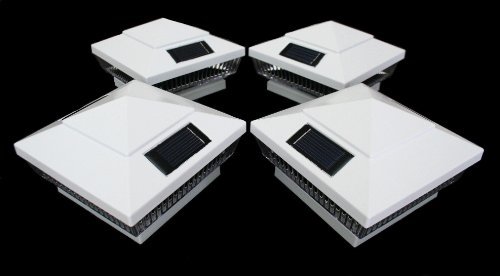 8-Pack Solar White Post Deck Fence Cap Lights for 4? X 4? PVC/Vinyl Post With White LEDs and Vertical-lined Clear Lens