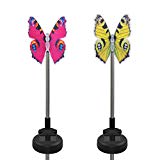 CST Lighting Pack of 2 Solar Color Changing LED Light Lawn Garden Yard Stakes-Fiber Optic Butterfly