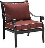 Crosley Furniture Portofino Outdoor Aluminum Dining Chairs with Sangria Cushions – Black (Set of 2)
