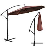 XtremepowerUS Deluxe 10′ Offset Patio Umbrella Off Set Outdoor Market Umbrella (Brown)