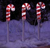 Cheap LED LightShow Sparkle Set of 3 Shimmering Red/White Candy Cane Pathway Stakes