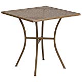 Flash Furniture 28'' Square Gold Indoor-Outdoor Steel Patio Table Flash Furniture 28'' Square Gold Indoor-Outdoor Steel Patio Table