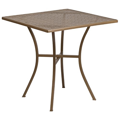 Flash Furniture 28'' Square Gold Indoor-Outdoor Steel Patio Table
