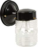 Exteriors Z8110-5 Nautical 1 Light Wall Mount Light Fixture with Clear Glass, Small, Black For Sale