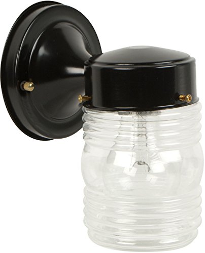 Exteriors Z8110-5 Nautical 1 Light Wall Mount Light Fixture with Clear Glass, Small, Black