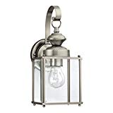 Sea Gull Lighting 8457-965 Jamestowne One-Light Outdoor Wall Lantern With Clear Beveled Glass Panels, Antique Brushed Nickel Finish