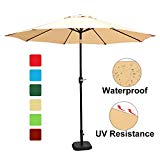Goldsun Patio 9 Ft Market Outdoor Aluminum Table Patio Umbrella with Push Button Tilt and Crank (Beige) For Sale