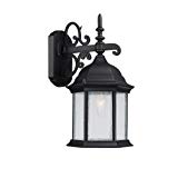 Capital Lighting 9833BK Main Street 1-Light Outdoor Wall Lantern, Black with Seeded Glass