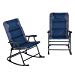 Outsunny Folding Padded Outdoor Camping Rocking Chair Set - Blue/Grey