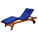 All Things Cedar TL78-B Teak Chaise Lounge Chair with Blue Cushion