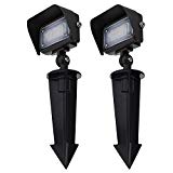 MarsLG Series-7 Low Voltage Compact 12W LED Landscape Flood Light with 1/2″ Threaded Knuckle Mount, Ground Stake, and Glare Shield (2-Pack), White 5000K, 36FL01WHx2 For Sale