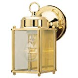 Westinghouse 6693600 One-Light Exterior Wall Lantern, Polished Brass Finish on Steel with Clear Glass Panels