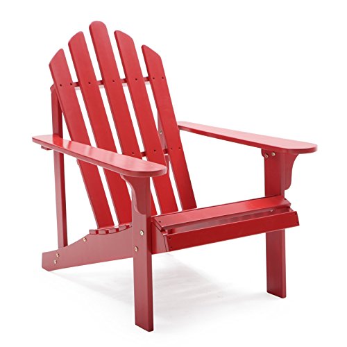 Comfort Back Design Pleasant Bay Painted Acacia Wood Outdoor Adirondack Patio Chair – Red