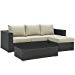 Modway EEI-1889-CHC-BEI-SET Sojourn Wicker Rattan Outdoor Patio Coffee Table, Sips for Three, Antique Beige