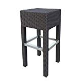 Abba Patio Wicker Barstool Bar Stool Patio Furniture, 14.2”L x 14.2”W x 30.3”H, Brown For Sale
