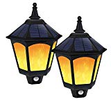 Solar Wall Light Outdoor, Greenclick Solar Wall Lamp PIR Motion Sensor Waterproof Solar Wall Lantern Flickering Flame for Pathway Patio Garden Yard Porch Stairways 2PCS Review