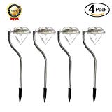 Solar Powered Pathway Lights, 4 Pack Solar Outdoor Garden Lights, Stainless Steel Landscape Lighting Color Changing for Lawn/Patio/Yard/Walkway/Driveway