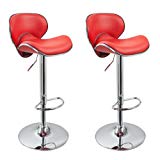 Duhome 2 PCS Synthetic Leather Saddle Seat Adjustable Swivel Bar Stool Kitchen Counter Height Chairs (Red) Review