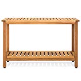 Best Choice Products 48in 2-Shelf Indoor Outdoor Multifunctional Eucalyptus Wood Buffet Bar Storage Console Table Organizer – Natural Review